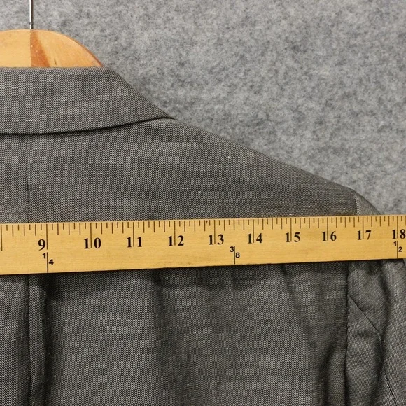 Indochino Blazer Mens 36S Gray Linen Wool Custom Jacket Peak Lapel Surgeon Cuffs
